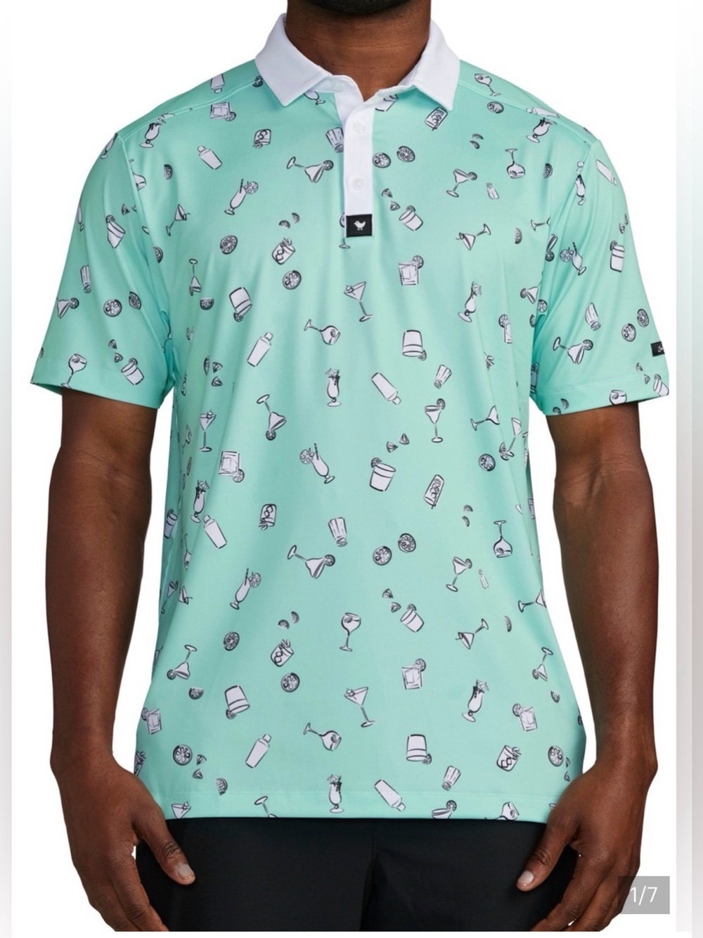 Bad Birdie Performance Polo Shirt 5PM Somewhere Print , size M